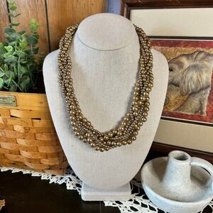 Vintage Signed SHB (Shofel Bros Mfg Co)‎ Golden Pearl Twisted Statement Necklace